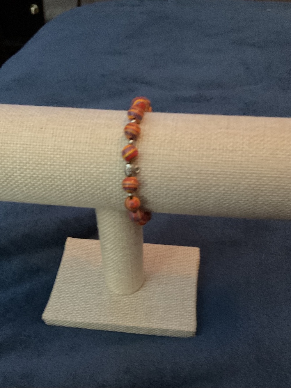 Orange Beaded Women's Bracelet - Stylish Stretch Bracelet